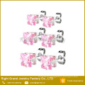 Stainless Steel Mixed Color Square Shaped Cubic Zirconia Ear Studs